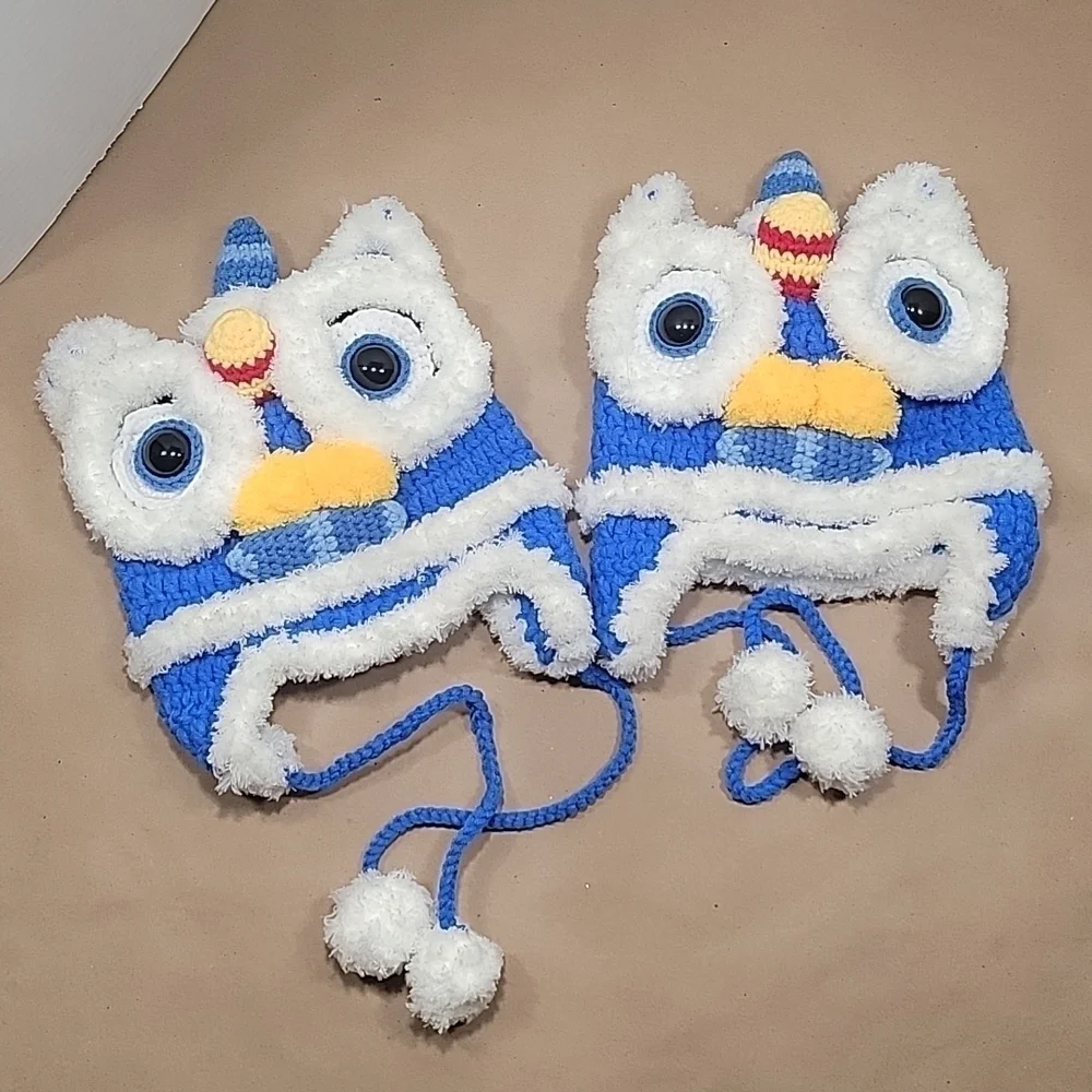 2 Chinese Dragon Crocheted Hats